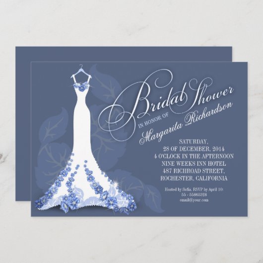 ブライダルシャワー招待状結婚のドレス 招待状 (正面/裏面)