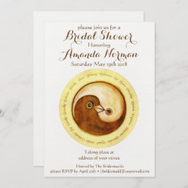 ブライダルシャワー招待状金ゴールドインヤンドーブ 招待状