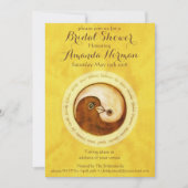 ブライダルシャワー招待状金ゴールド鳩のカスタマイズ 招待状 (正面)