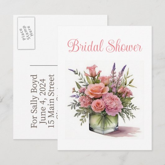 ブライダルシャワー招待状 インビテーションポストカード (正面/裏面)