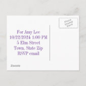 ブライダルシャワー招待状 インビテーションポストカード (裏面)