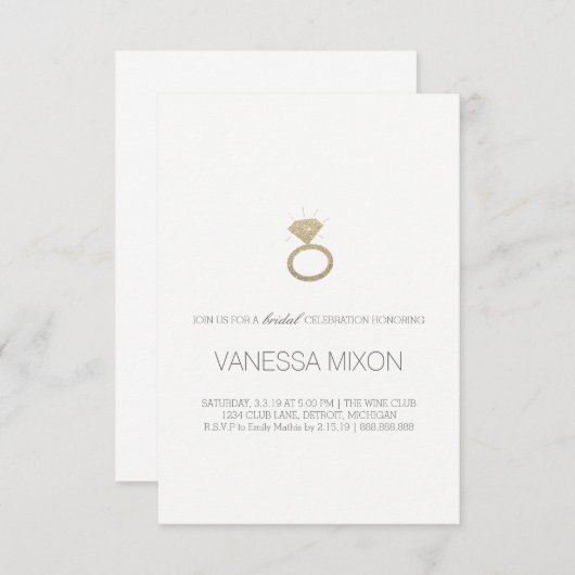 ブライダルシャワー招待状 | ダイヤモンドリングや輪ファブ 招待状 (正面/裏面)