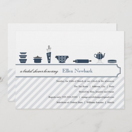 ブライダルシャワー招待状|ピーコックブルー 招待状 (正面/裏面)