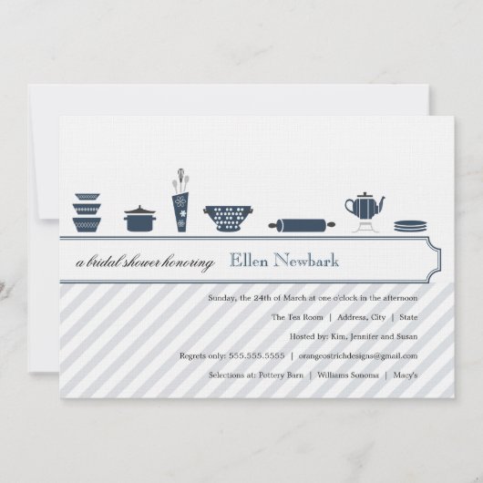 ブライダルシャワー招待状|ピーコックブルー 招待状 (正面)