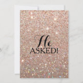 ブライダルシャワー招待状 – 彼女が言ったYesバラ金ゴールド 招待状 (裏面)