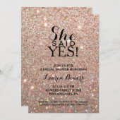 ブライダルシャワー招待状 – 彼女が言ったYesバラ金ゴールド 招待状 (正面/裏面)