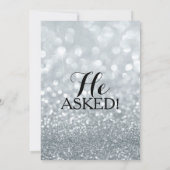 ブライダルシャワー招待状 – 彼女はYesシルバー 招待状 (裏面)