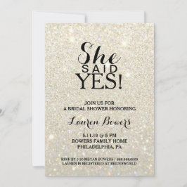 ブライダルシャワー招待状 – 彼女はYes白金ゴールド 招待状