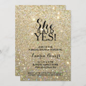 ブライダルシャワー招待状 – 彼女はYes 招待状 (正面/裏面)