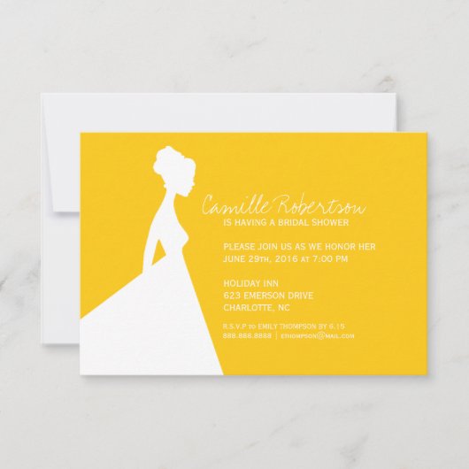 ブライダルシャワー招待状 |花嫁ダーク金ゴールド 招待状 (正面)