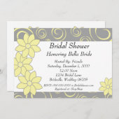 ブライダルシャワー招待状（黄色と灰色）フローラ 招待状 (正面/裏面)