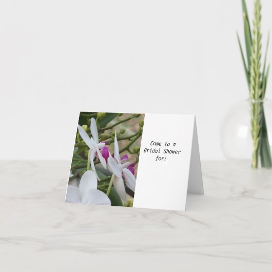 ブライダルシャワー招待紫と白の蘭 招待状 (正面)