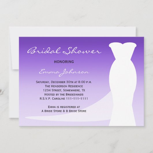 ブライダルシャワー招待紫グラデーション 招待状 (正面)