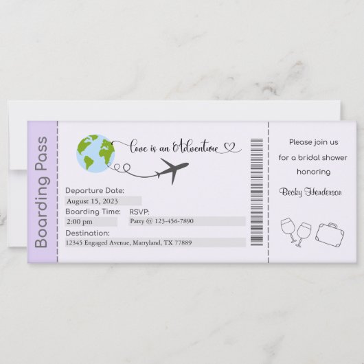 ブライダルシャワー招待花嫁へ招待状 招待状 (正面)