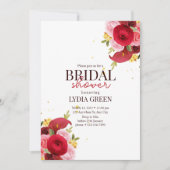 ブライダルシャワー招待赤フローラブライダルシャワー 招待状 (正面)