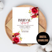 ブライダルシャワー招待赤フローラブライダルシャワー 招待状