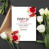 ブライダルシャワー招待赤フローラブライダルシャワー 招待状