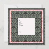 ブライダルシャワー招待赤/黒ダマスク 招待状 (裏面)