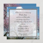 ブライダルシャワー招待、さくらんぼ開花ツリー 招待状 (正面/裏面)