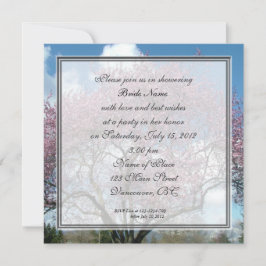 ブライダルシャワー招待、さくらんぼ開花ツリー 招待状