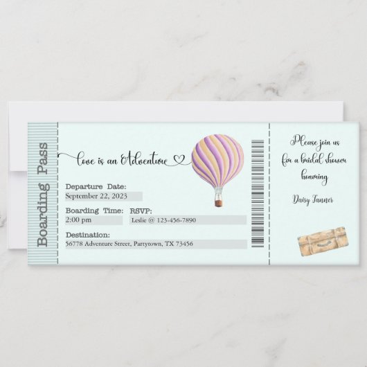 ブライダルシャワー招待、アドベンチャーブライダルシャワー 招待状 (正面)
