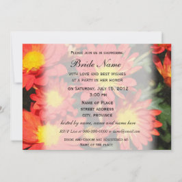 ブライダルシャワー招待、オレンジ色のデイジー花 招待状