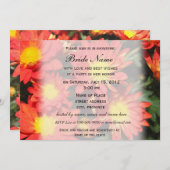 ブライダルシャワー招待、オレンジ色のデイジー花 招待状 (正面/裏面)