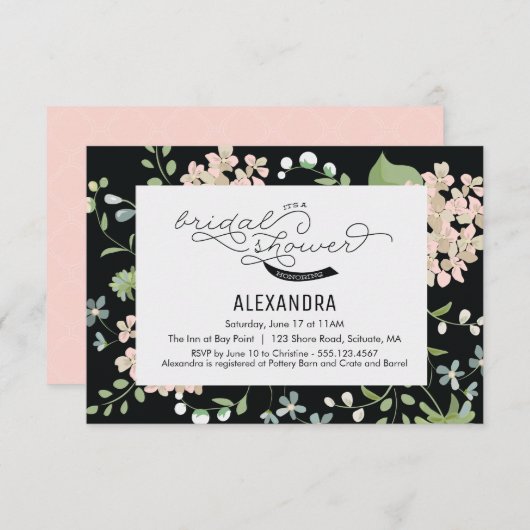 ブライダルシャワー招待 – ガーデン,花,ヴィンテージ 招待状 (正面/裏面)