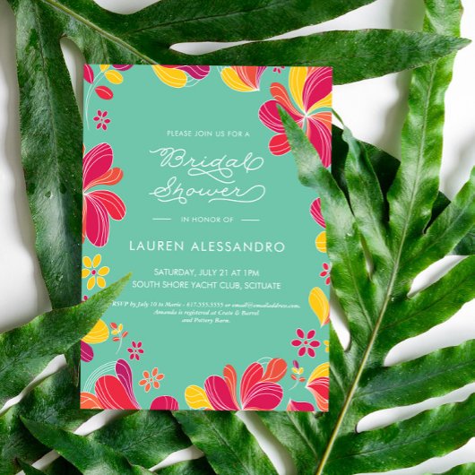 ブライダルシャワー招待，トロピカル，ハワイアン,ルアウ（ハワイ式宴会） 招待状