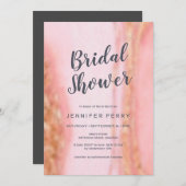 ブライダルシャワー招待 – ピンク金ゴールドグリッター 招待状 (正面/裏面)