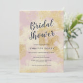 ブライダルシャワー招待 – ピンク金ゴールドグリッター 招待状 (スタンド正面)