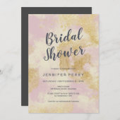 ブライダルシャワー招待 – ピンク金ゴールドグリッター 招待状 (正面/裏面)