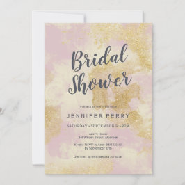 ブライダルシャワー招待 – ピンク金ゴールドグリッター 招待状