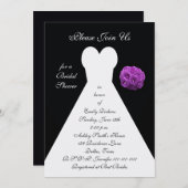 ブライダルシャワー招待 – -ブライダルガウンwパープル 招待状 (正面/裏面)