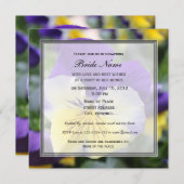 ブライダルシャワー招待、ブルーパンジーの花 招待状 (正面/裏面)