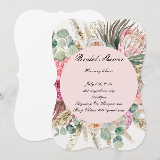 ブライダルシャワー招待 招待状 (正面/裏面)