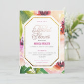 ブライダルシャワー招待 – 水彩花 招待状 (スタンド正面)