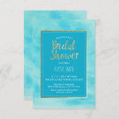ブライダルシャワー招待 – 水彩、ビーチ、金ゴールド 招待状 (正面/裏面)
