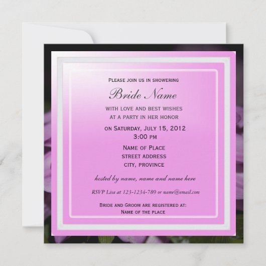 ブライダルシャワー招待、紫のダリア 招待状 (正面)