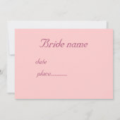 ブライダルシャワー招待 – PINK TULIP 招待状 (裏面)