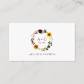 ブライダルシャワー推測ゲームひまわりバラ エンクロージャーカード (裏面)