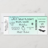 ブライダルシャワー搭乗券ラストソロフライトブルー 招待状 (正面)