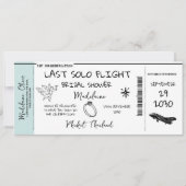 ブライダルシャワー搭乗券ラストソロフライトブルー 招待状 (正面)