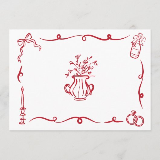 ブライダルシャワー旅程お洒落手描き プログラム (裏面)