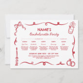 ブライダルシャワー旅程お洒落手描き 招待状 (正面)