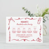 ブライダルシャワー旅程お洒落手描き 招待状 (スタンド正面)