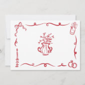 ブライダルシャワー旅程お洒落手描き 招待状 (裏面)