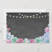 ブライダルシャワー旅程の多肉質ブルーピンクフローラ 招待状 (裏面)