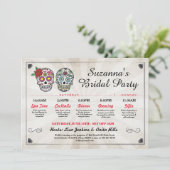 ブライダルシャワー旅程バチェロレッテ砂糖スカル 招待状 (スタンド正面)