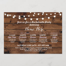 ブライダルシャワー旅程バチェロレッテ素朴灯 招待状